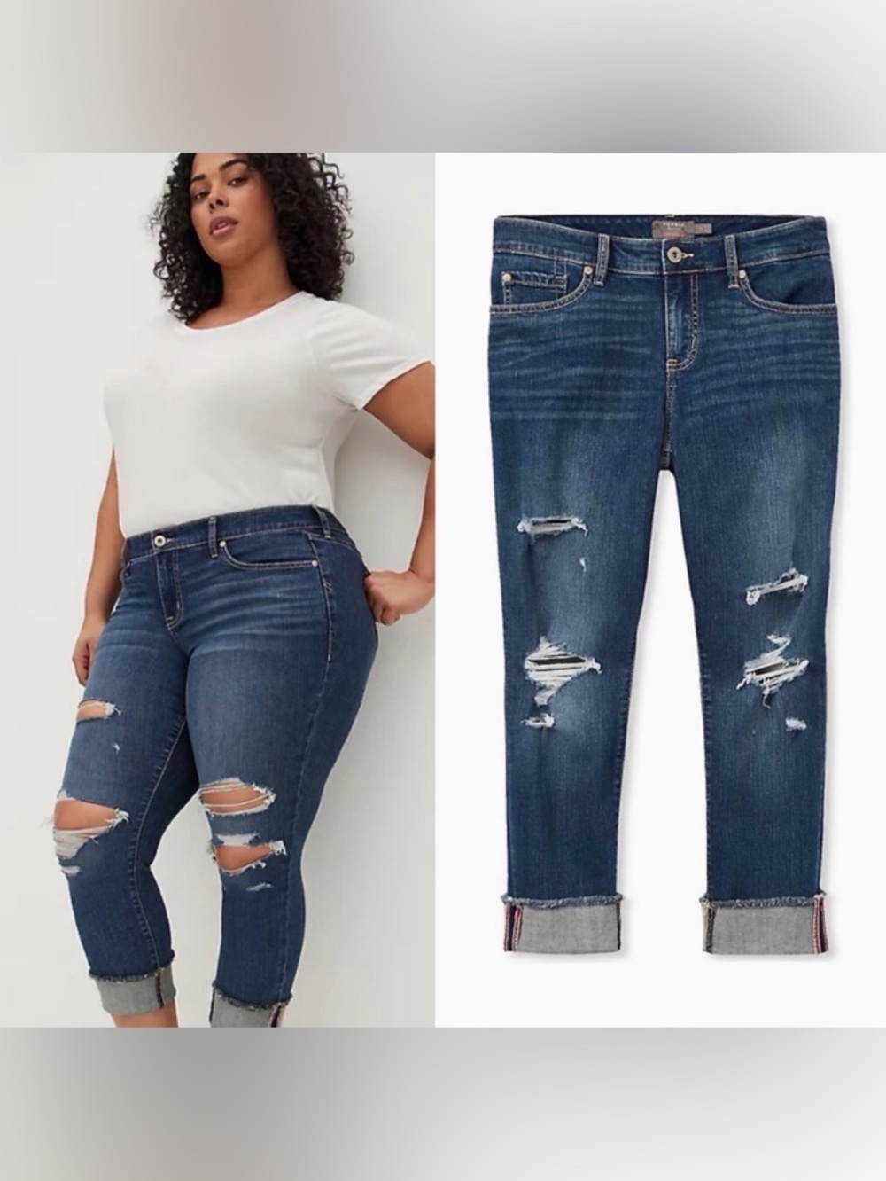 TORRID CROP BOYFRIEND JEAN - VINTAGE STRETCH ECO MEDIUM WASH